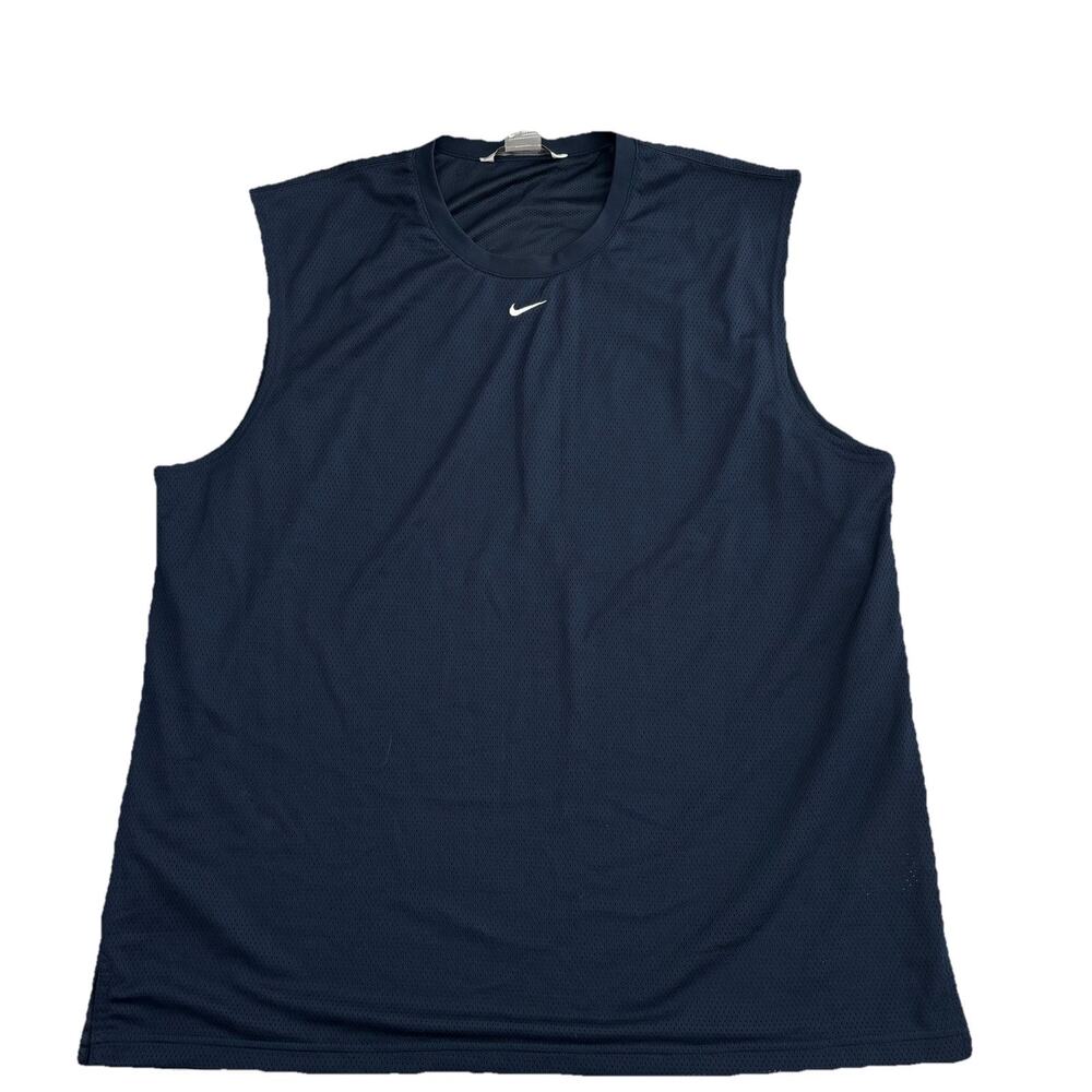 Vintage Nike Men's XXL Mesh Tank Top Navy Blue Sleeveless Athletic Workout Y2K